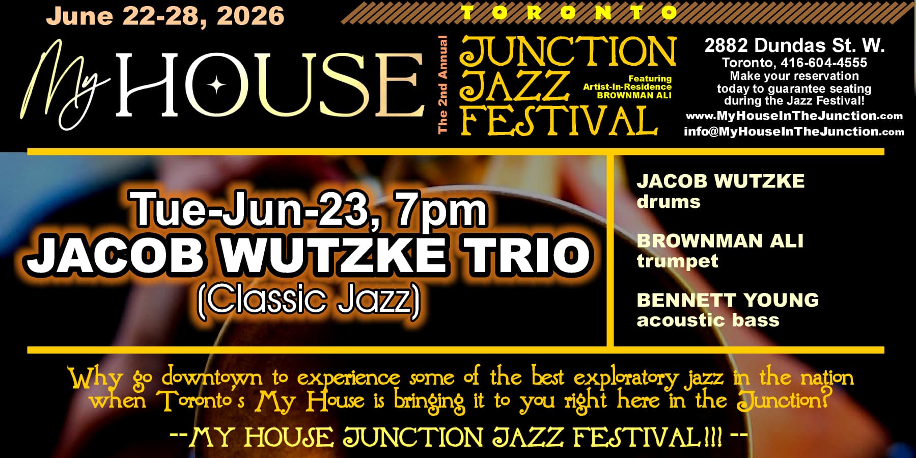 MY HOUSE JUNCTION JAZZ FEST 2026: JACOB WUTZKE TRIO