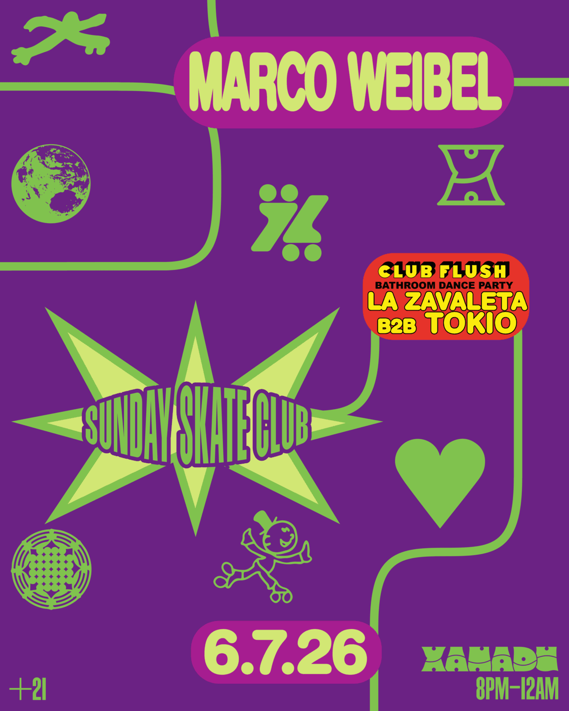 Sunday Skate Club feat. Marco Weibel, Club Flush: La Zavaleta b2b Tokio (skate)