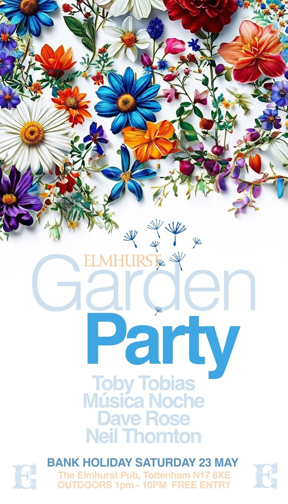 The Elmhurst free bank holiday 'Garden Party' with Toby Tobias