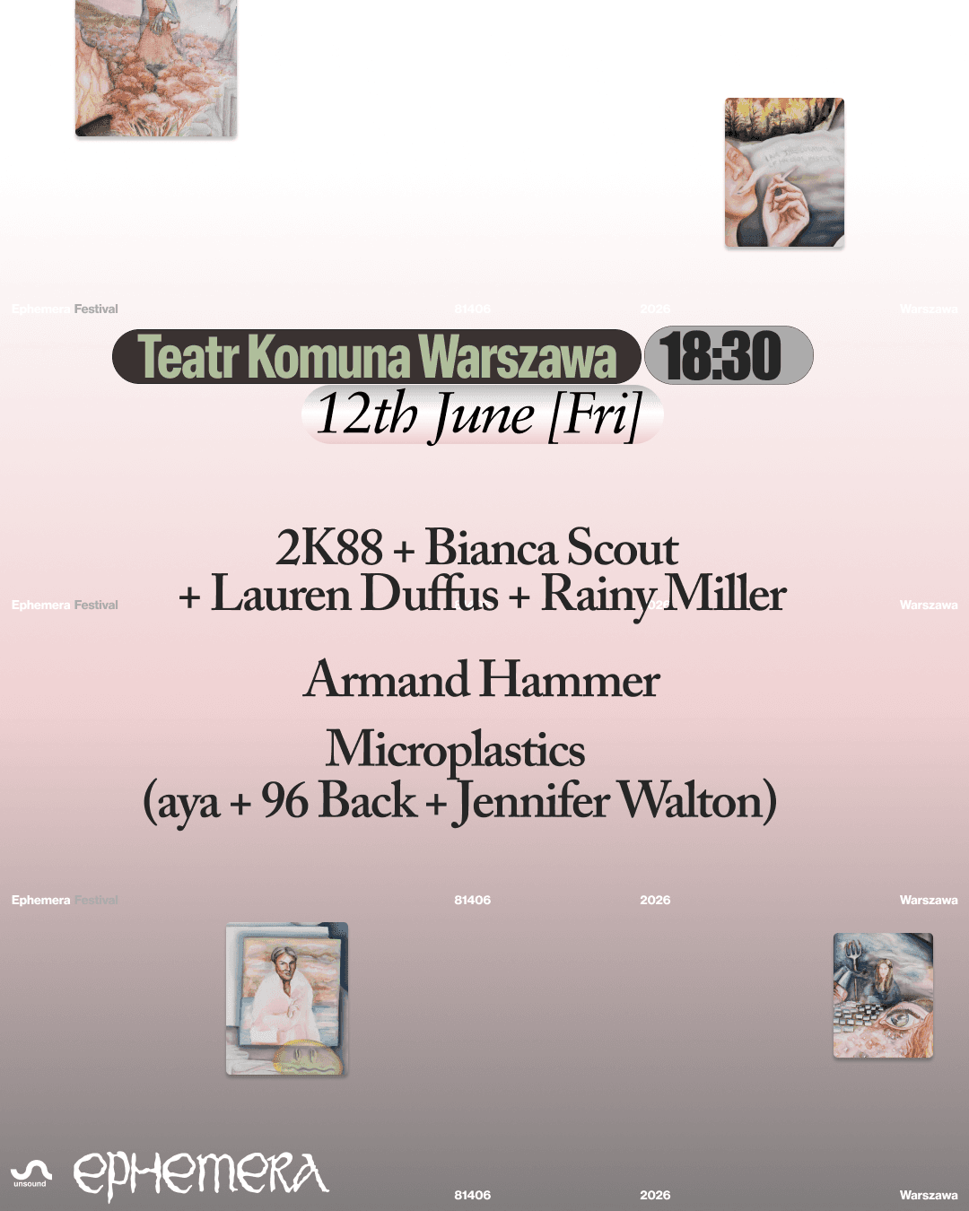 Ephemera Festival 2026: Armand Hammer/2K88 & Rainy Miller & Bianca Scout & Lauren Duffus + more