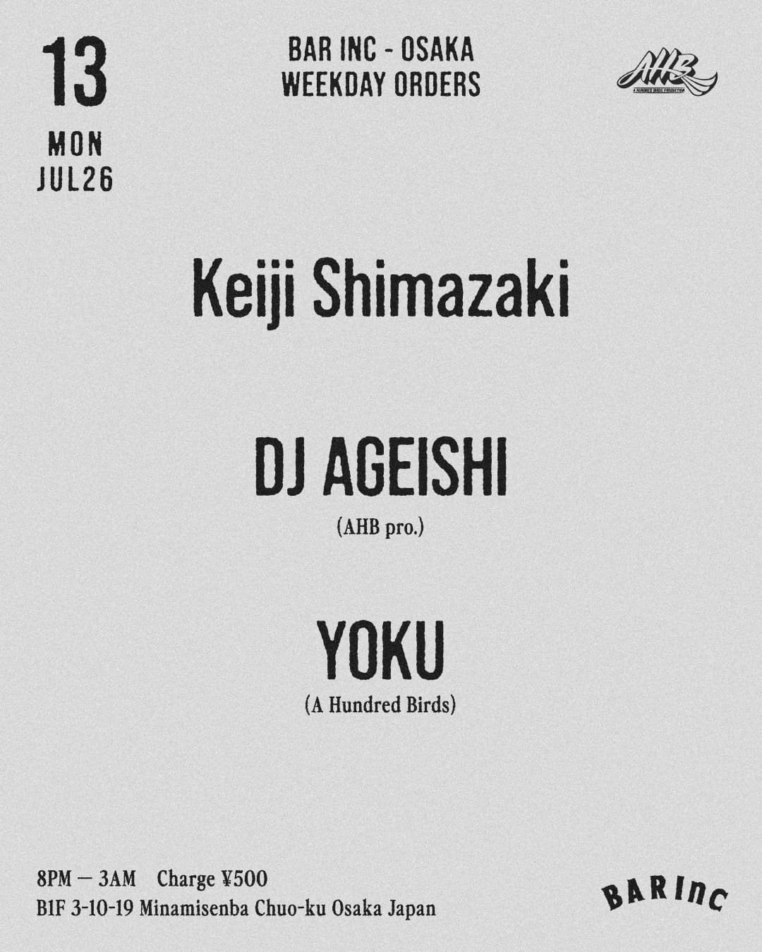 WEEKDAY ORDERS
