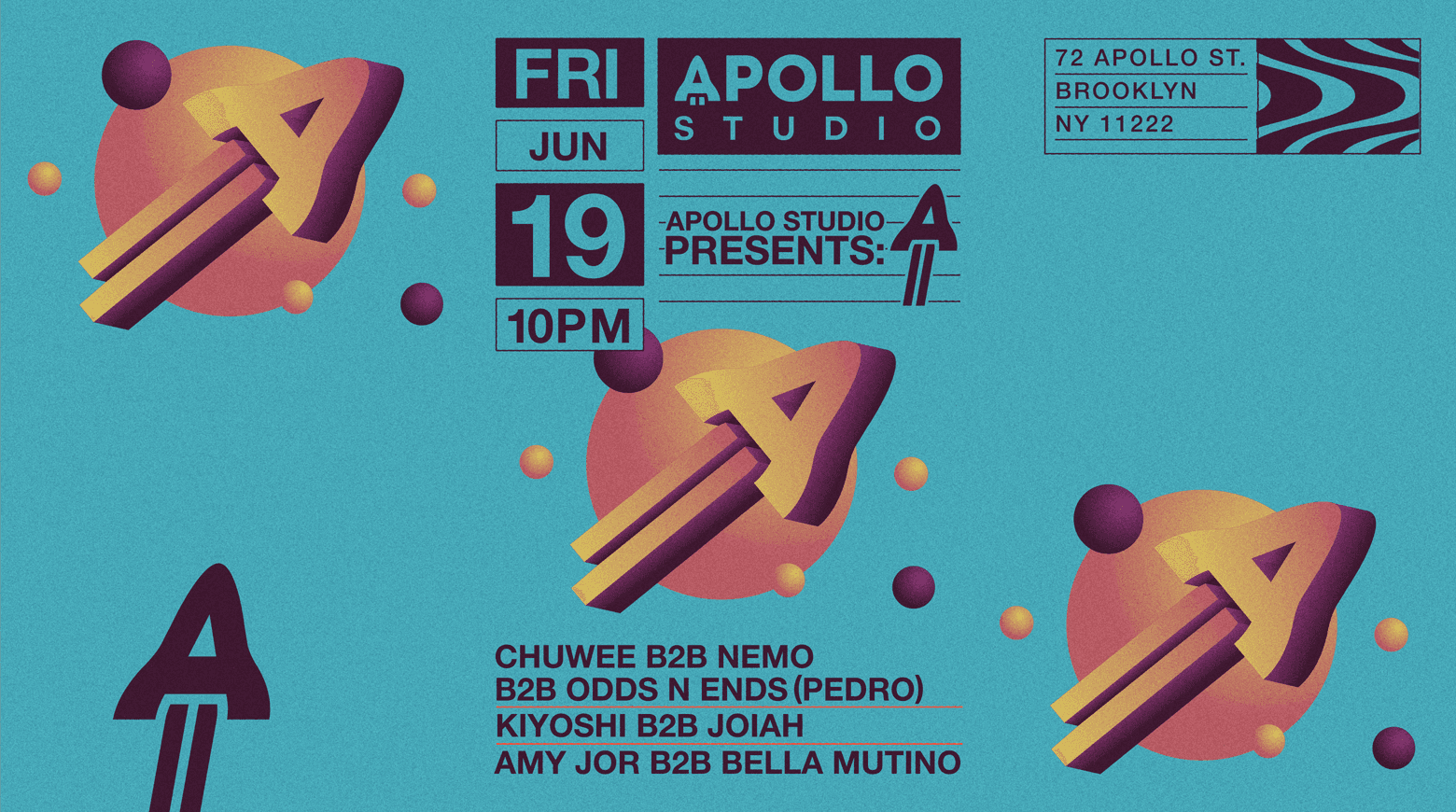 Apollo Showcase w/Kiyoshi, Joiah, Chuwee b2b Nemo b2b Odds N Ends, Amy Jor b2b Bella Mutino