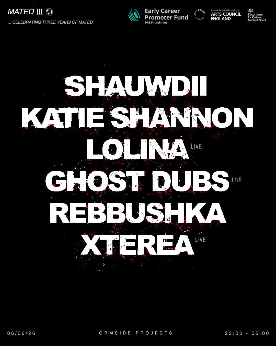 MATED 3 YEAR ANNIVERSARY: Shauwdii, Katie Shannon, Lolina, Ghost Dubs, Rebbushka, Xterea