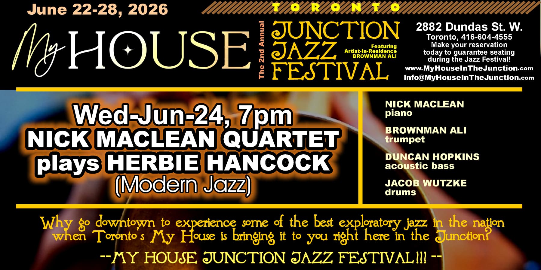 MY HOUSE JUNCTION JAZZ FEST 2026: NICK MACLEAN 4-TET plays HERBIE HANCOCK