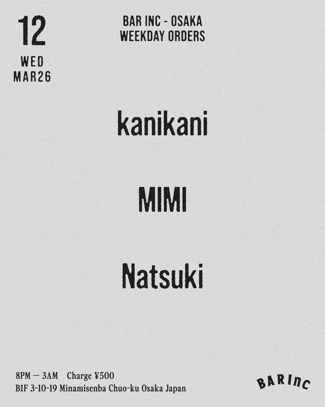 WEEKDAY ORDERS