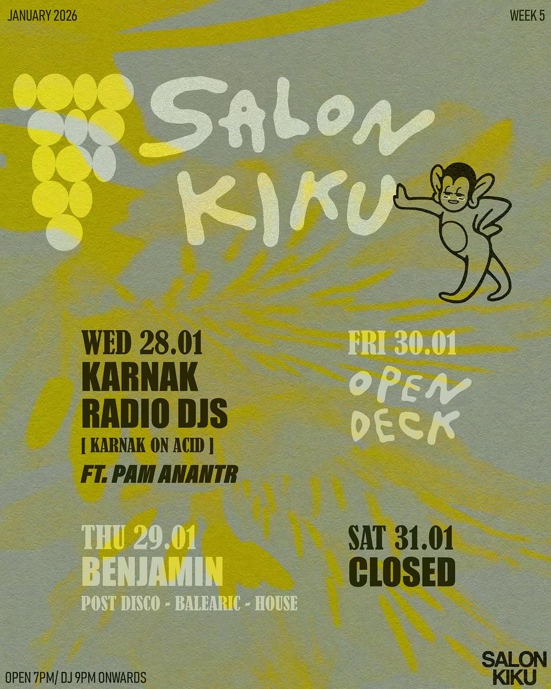 Weekly Events at Salon Kiku