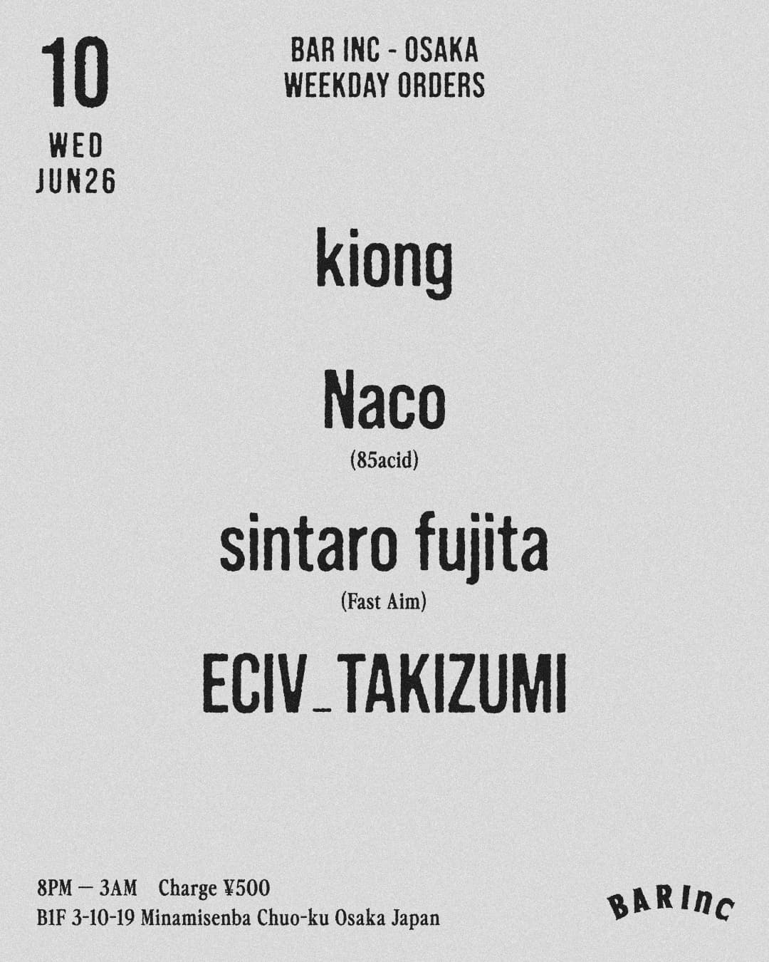 WEEKDAY ORDERS