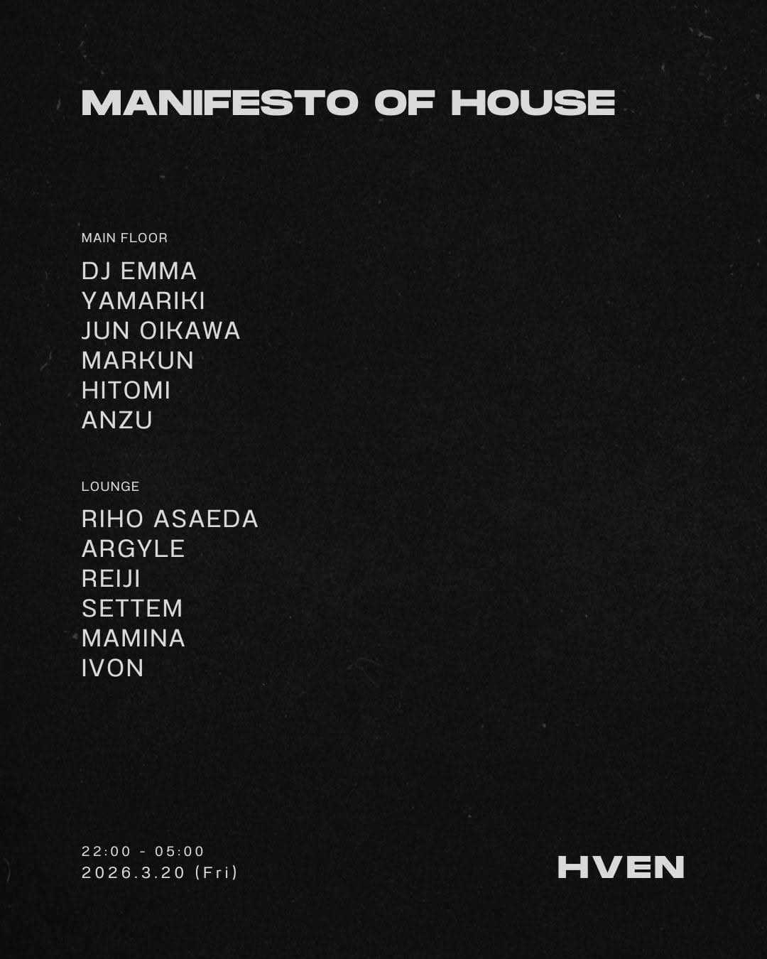 MANIFESTO OF HOUSE