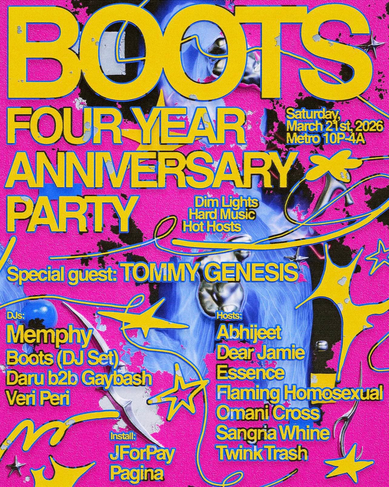 BOOTS FOUR YEAR ANNIVERSARY - WITH TOMMY GENESIS, Memphy & MORE