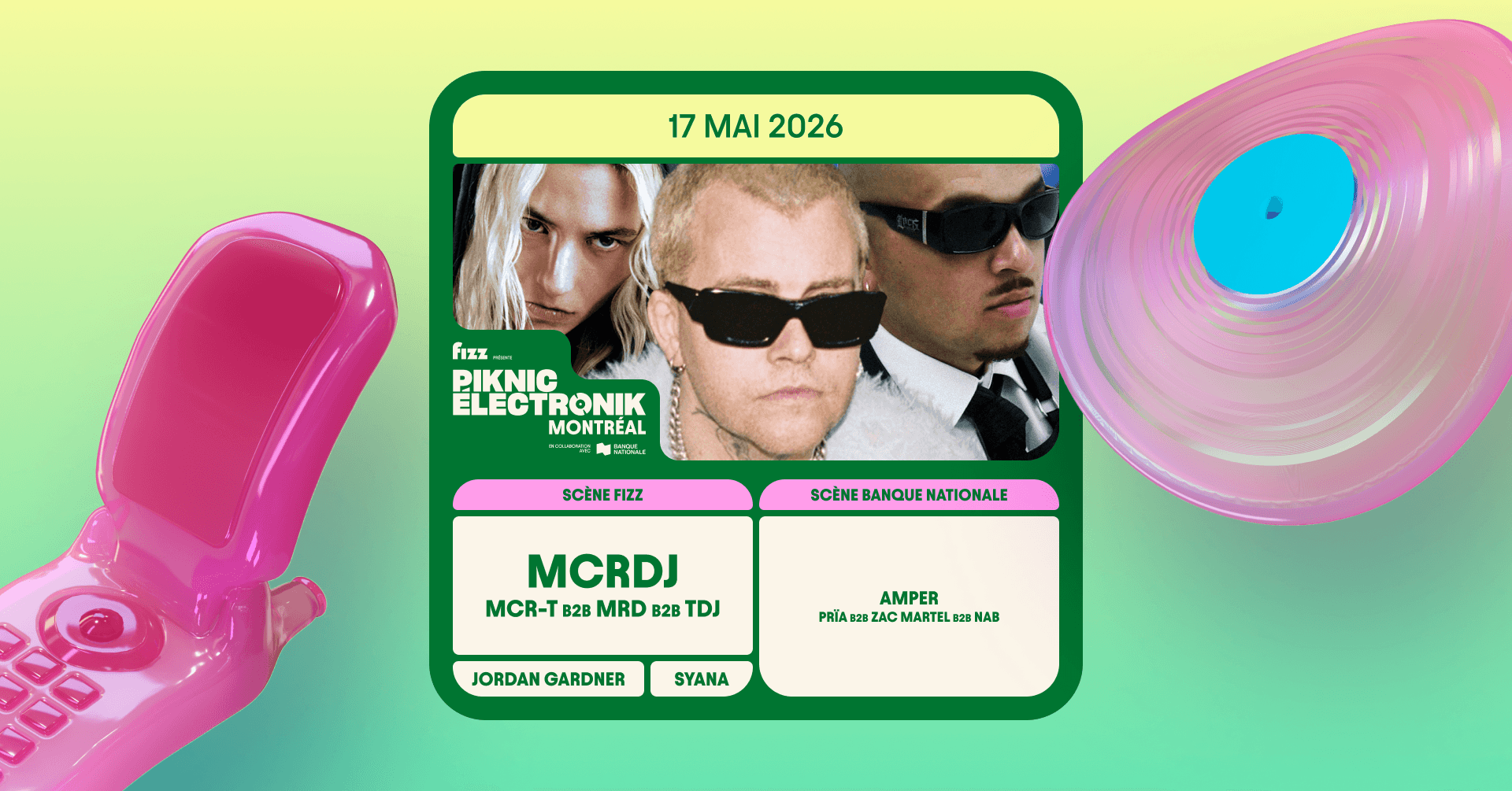 Piknic Électronik MTL #1: MCRDJ (MCR-T b2b MRD b2b TDJ) / AMPER (NAB b2b Prïa b2b Zac Martel)