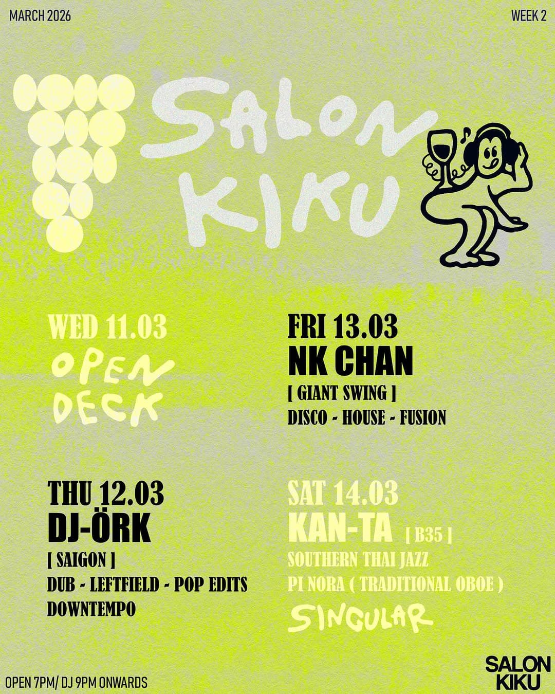 Salon Kiku Weekly Events