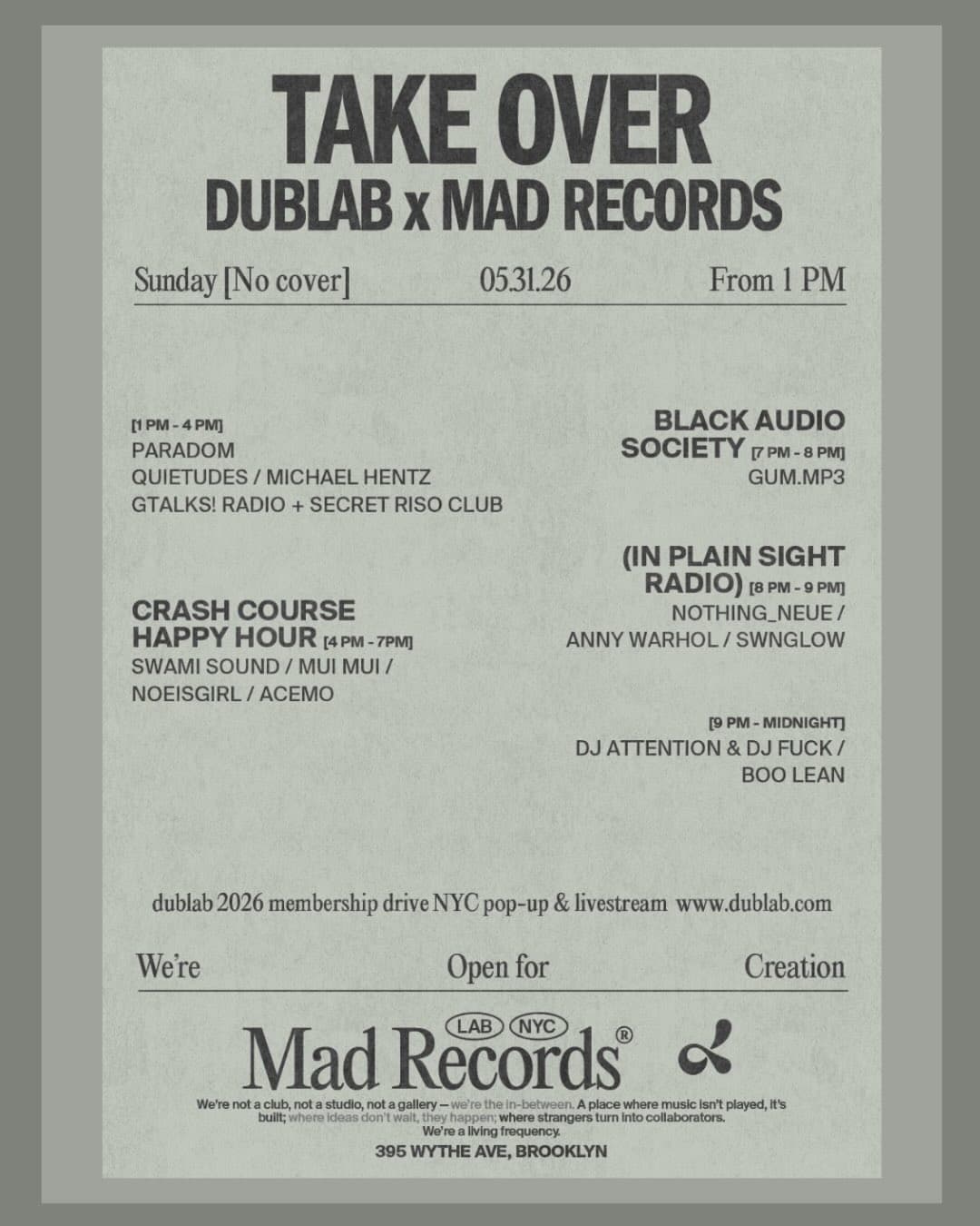 TAKE OVER: DUBLAB x MAD Records